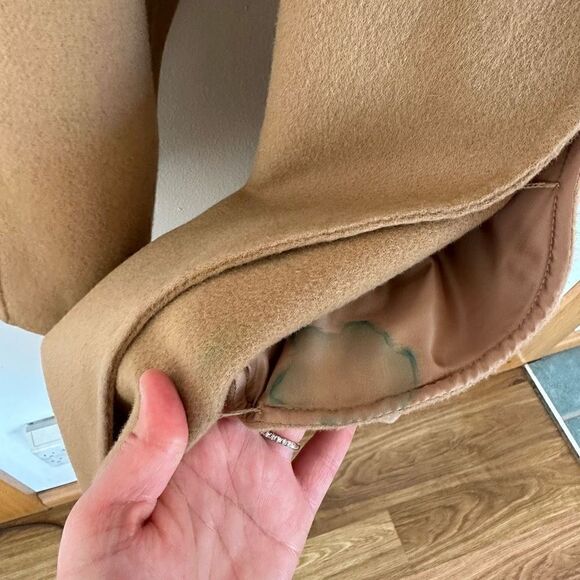 Gentle Herd Women’s Single Breasted Belted Wrap Wool Coat in Color Camel - Picture 13 of 16